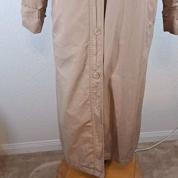 Classic Vintage Trench Coat Removable zipper Lining Pockets Funnel Neck Size 8 - Picture 2 of 16